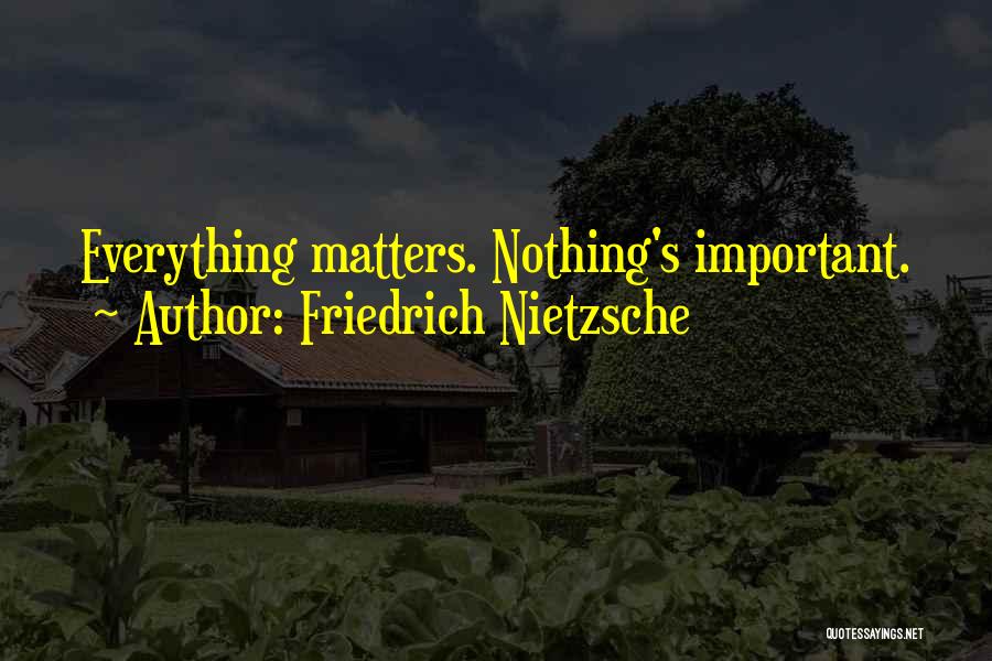 Friedrich Nietzsche Quotes: Everything Matters. Nothing's Important.