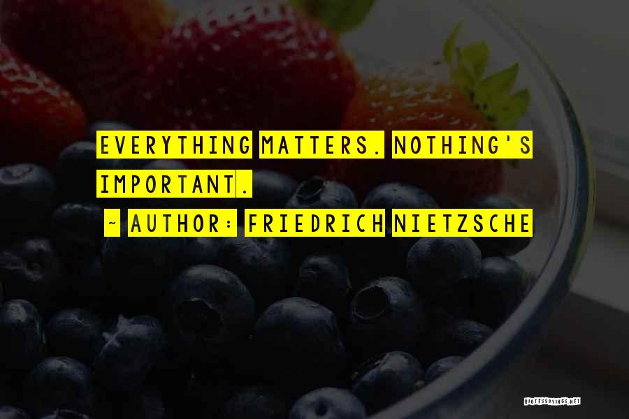 Friedrich Nietzsche Quotes: Everything Matters. Nothing's Important.