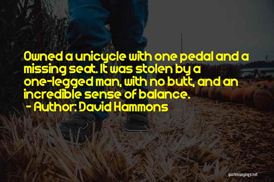 David Hammons Quotes: Owned A Unicycle With One Pedal And A Missing Seat. It Was Stolen By A One-legged Man, With No Butt,