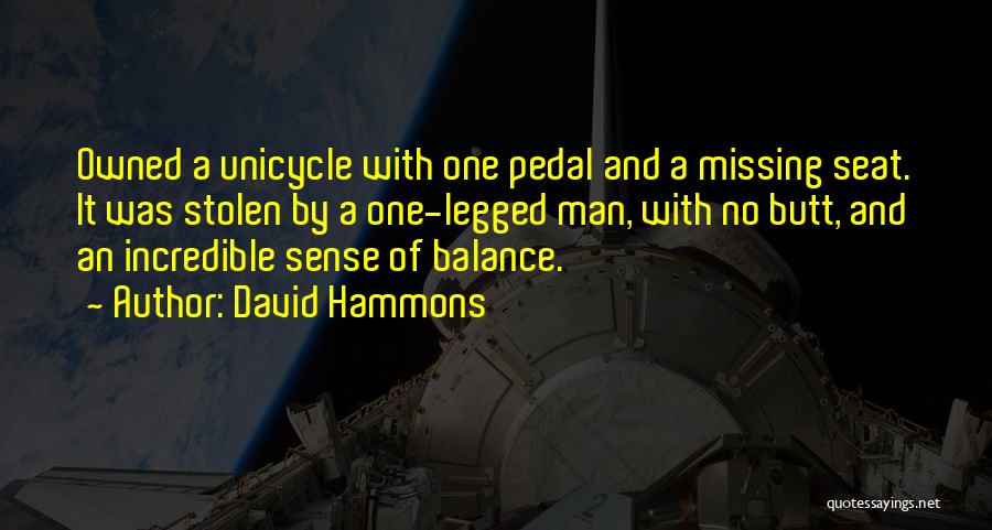 David Hammons Quotes: Owned A Unicycle With One Pedal And A Missing Seat. It Was Stolen By A One-legged Man, With No Butt,