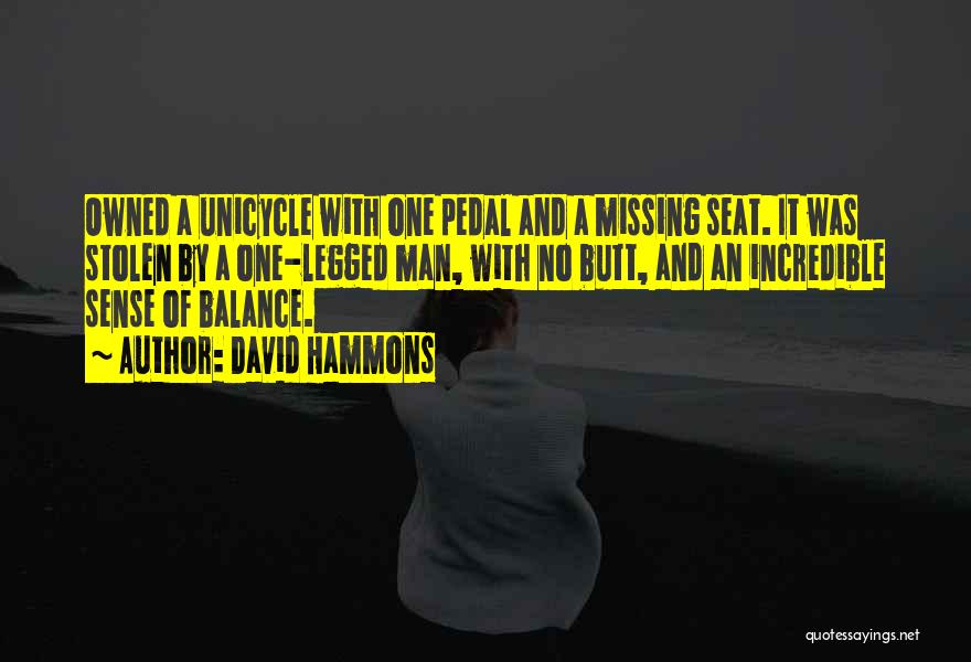 David Hammons Quotes: Owned A Unicycle With One Pedal And A Missing Seat. It Was Stolen By A One-legged Man, With No Butt,