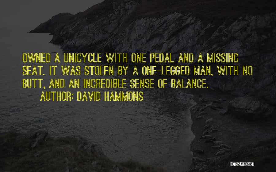 David Hammons Quotes: Owned A Unicycle With One Pedal And A Missing Seat. It Was Stolen By A One-legged Man, With No Butt,