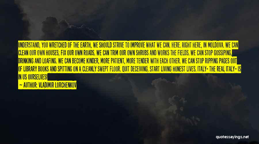 Vladimir Lorchenkov Quotes: Understand, You Wretched Of The Earth, We Should Strive To Improve What We Can. Here. Right Here, In Moldova. We