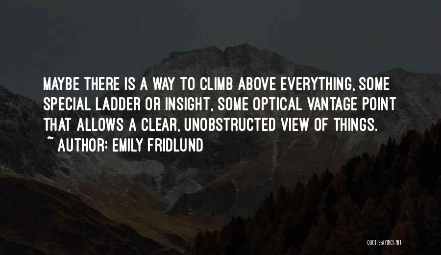 Emily Fridlund Quotes: Maybe There Is A Way To Climb Above Everything, Some Special Ladder Or Insight, Some Optical Vantage Point That Allows