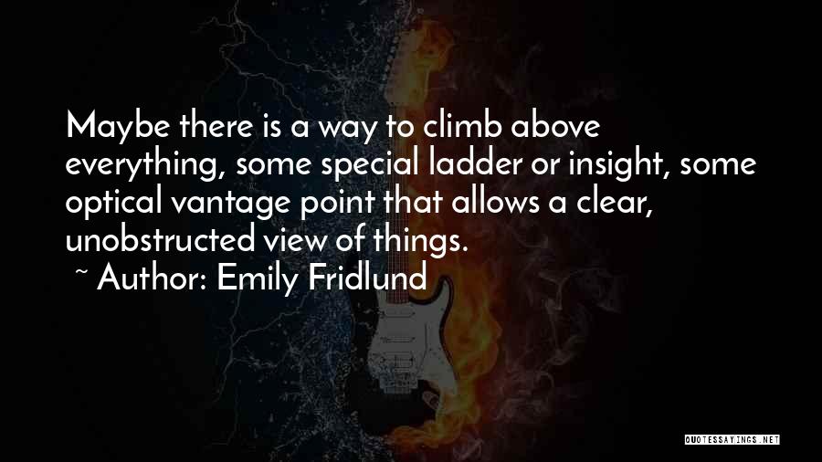 Emily Fridlund Quotes: Maybe There Is A Way To Climb Above Everything, Some Special Ladder Or Insight, Some Optical Vantage Point That Allows