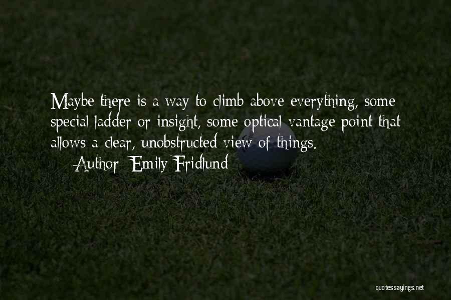 Emily Fridlund Quotes: Maybe There Is A Way To Climb Above Everything, Some Special Ladder Or Insight, Some Optical Vantage Point That Allows