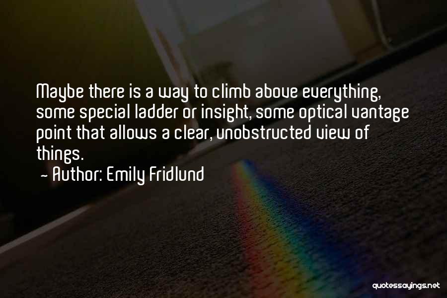 Emily Fridlund Quotes: Maybe There Is A Way To Climb Above Everything, Some Special Ladder Or Insight, Some Optical Vantage Point That Allows