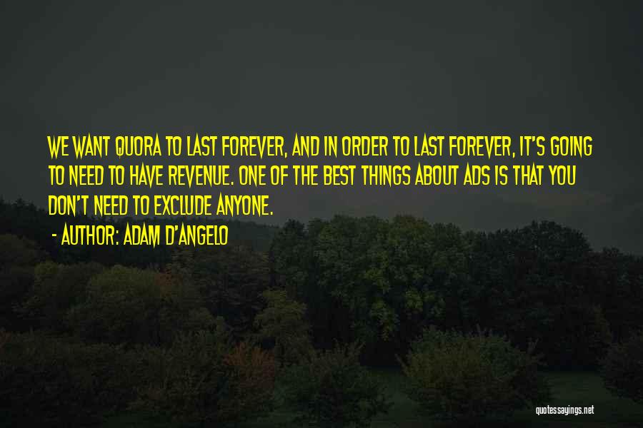 Adam D'Angelo Quotes: We Want Quora To Last Forever, And In Order To Last Forever, It's Going To Need To Have Revenue. One