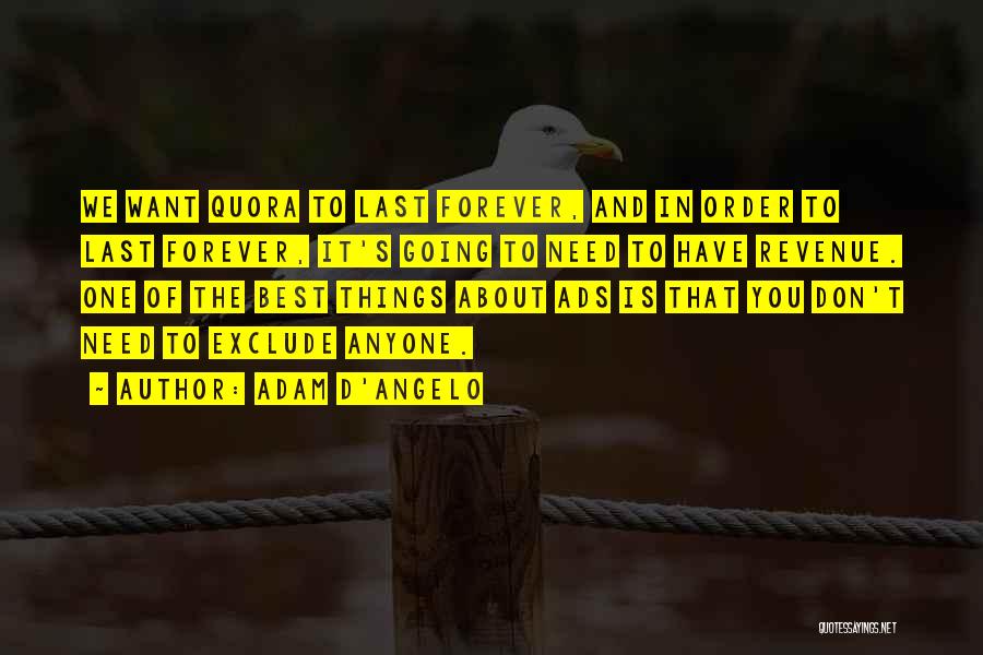 Adam D'Angelo Quotes: We Want Quora To Last Forever, And In Order To Last Forever, It's Going To Need To Have Revenue. One