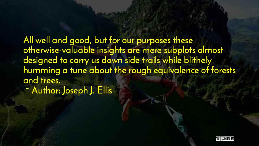 Joseph J. Ellis Quotes: All Well And Good, But For Our Purposes These Otherwise-valuable Insights Are Mere Subplots Almost Designed To Carry Us Down