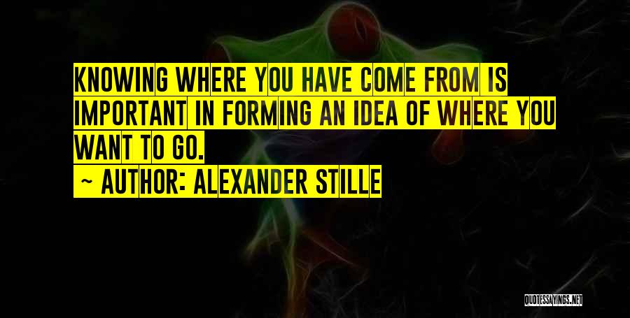 Alexander Stille Quotes: Knowing Where You Have Come From Is Important In Forming An Idea Of Where You Want To Go.