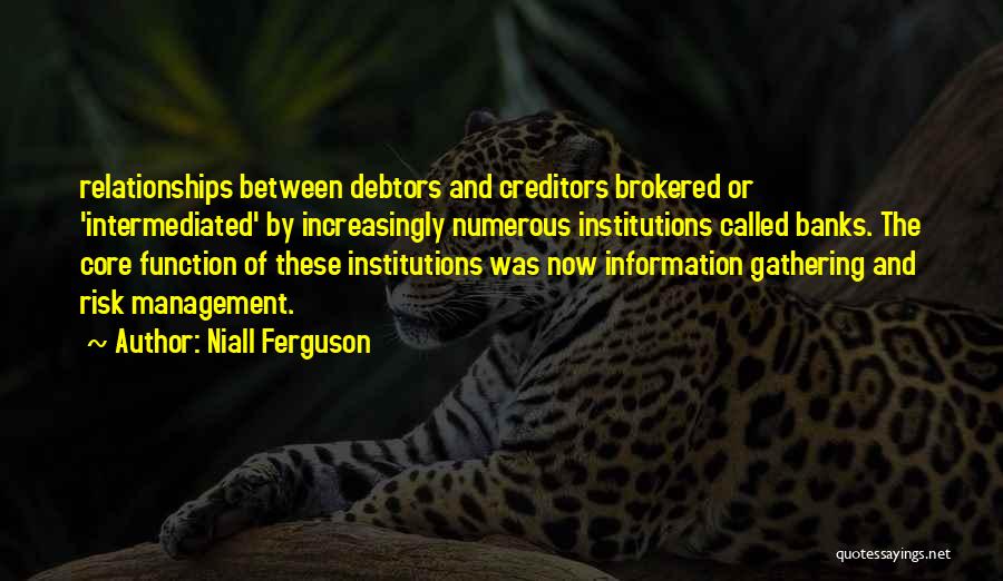 Niall Ferguson Quotes: Relationships Between Debtors And Creditors Brokered Or 'intermediated' By Increasingly Numerous Institutions Called Banks. The Core Function Of These Institutions