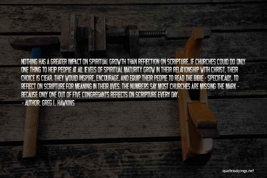 Greg L. Hawkins Quotes: Nothing Has A Greater Impact On Spiritual Growth Than Reflection On Scripture. If Churches Could Do Only One Thing To