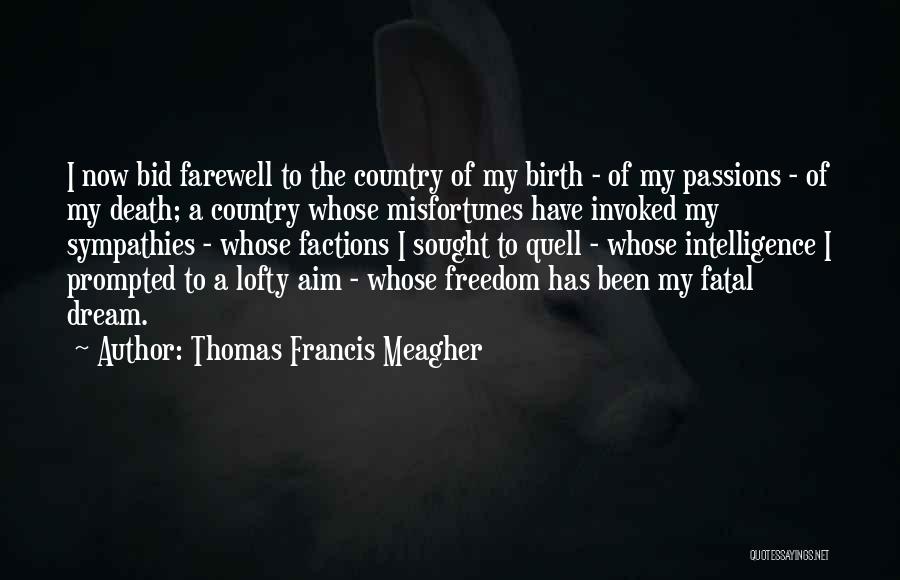 Thomas Francis Meagher Quotes: I Now Bid Farewell To The Country Of My Birth - Of My Passions - Of My Death; A Country