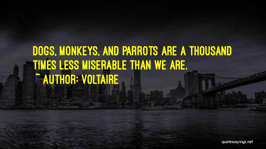 Voltaire Quotes: Dogs, Monkeys, And Parrots Are A Thousand Times Less Miserable Than We Are.