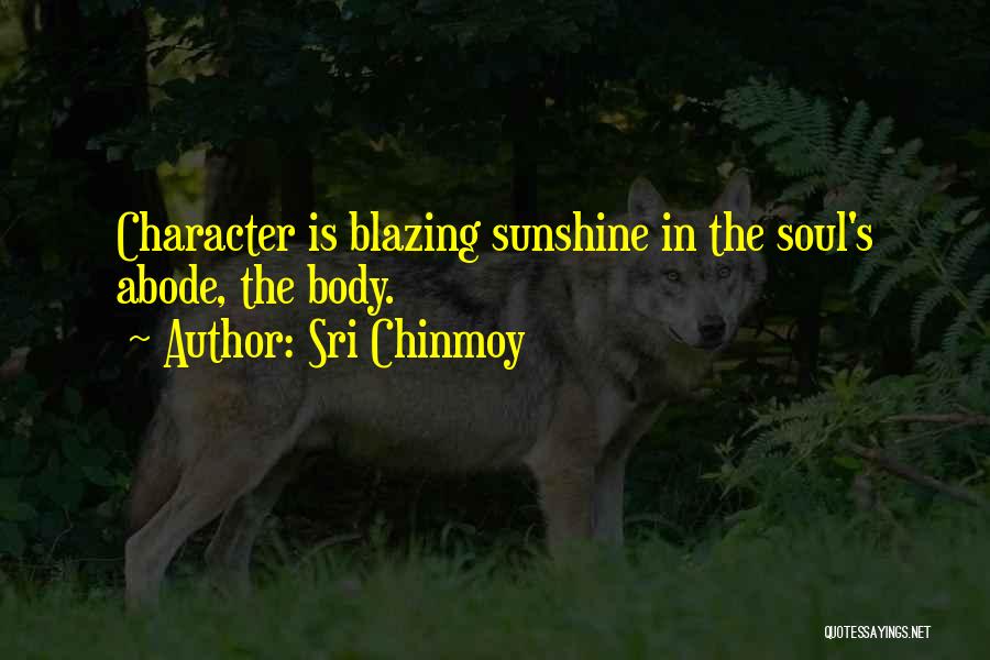 Sri Chinmoy Quotes: Character Is Blazing Sunshine In The Soul's Abode, The Body.