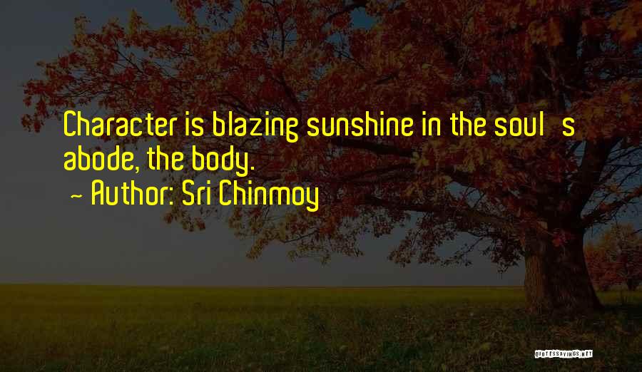 Sri Chinmoy Quotes: Character Is Blazing Sunshine In The Soul's Abode, The Body.