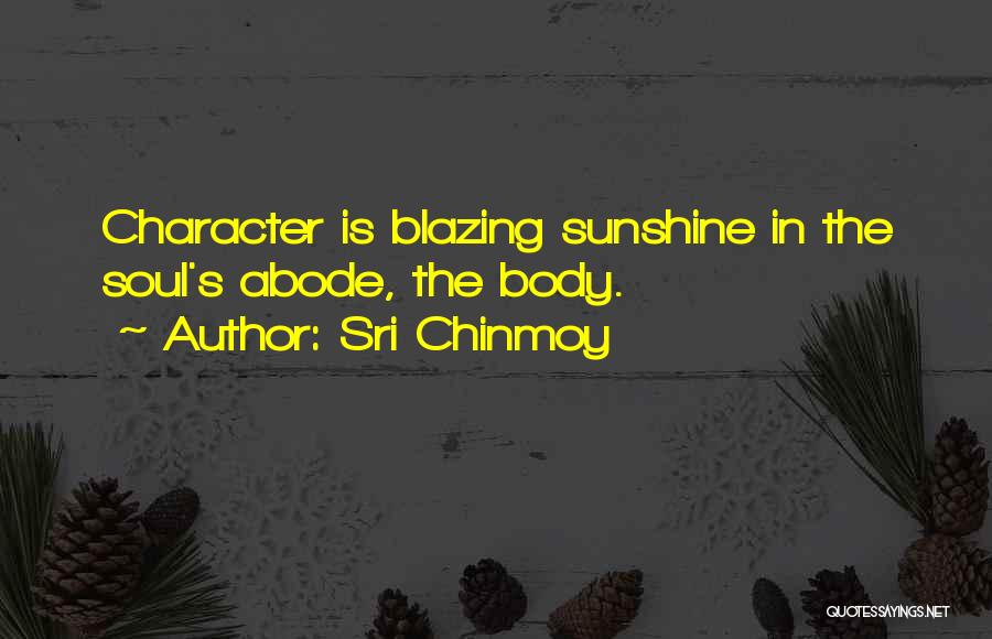 Sri Chinmoy Quotes: Character Is Blazing Sunshine In The Soul's Abode, The Body.
