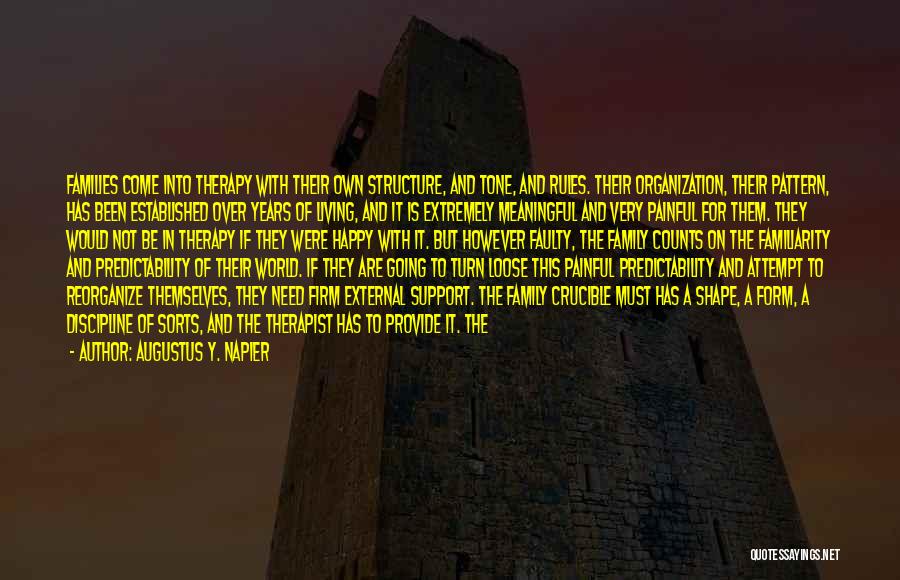 Augustus Y. Napier Quotes: Families Come Into Therapy With Their Own Structure, And Tone, And Rules. Their Organization, Their Pattern, Has Been Established Over