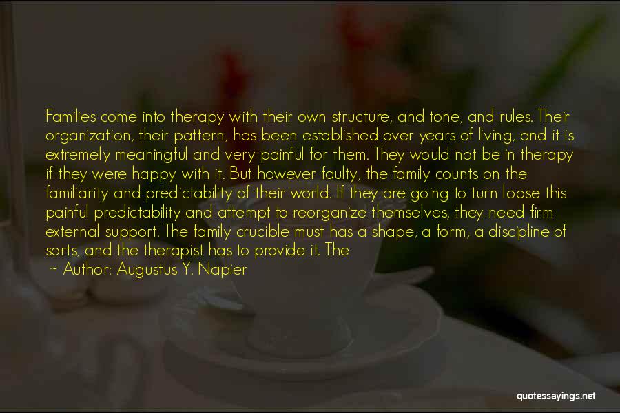 Augustus Y. Napier Quotes: Families Come Into Therapy With Their Own Structure, And Tone, And Rules. Their Organization, Their Pattern, Has Been Established Over