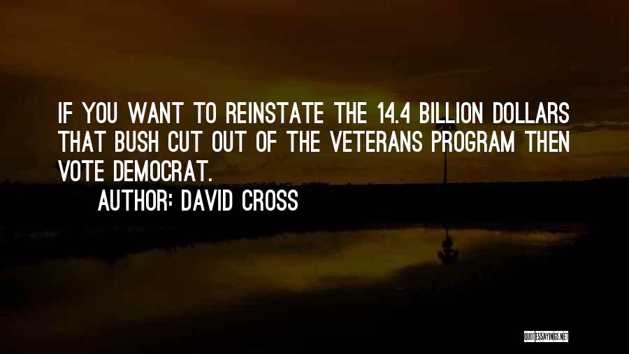 David Cross Quotes: If You Want To Reinstate The 14.4 Billion Dollars That Bush Cut Out Of The Veterans Program Then Vote Democrat.