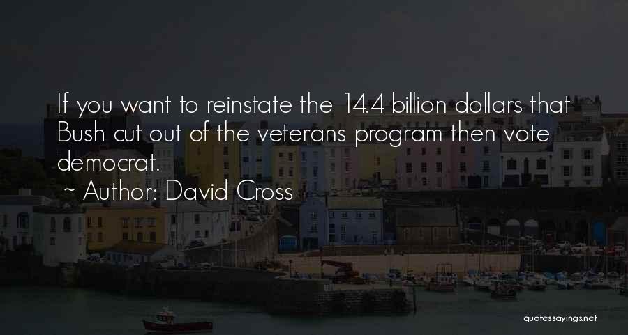 David Cross Quotes: If You Want To Reinstate The 14.4 Billion Dollars That Bush Cut Out Of The Veterans Program Then Vote Democrat.