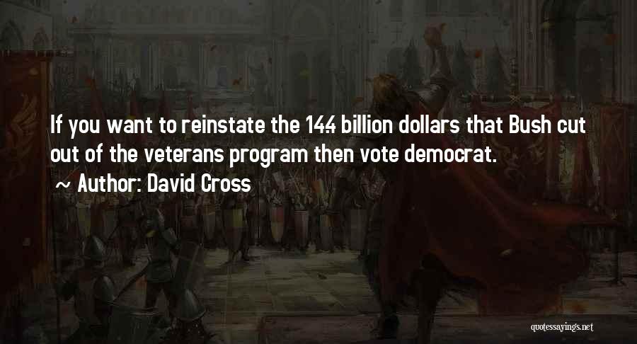 David Cross Quotes: If You Want To Reinstate The 14.4 Billion Dollars That Bush Cut Out Of The Veterans Program Then Vote Democrat.