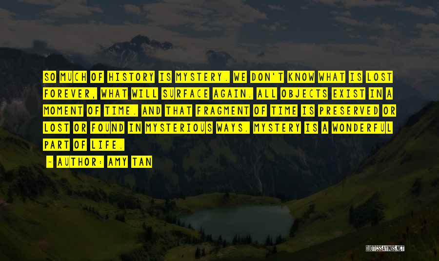 Amy Tan Quotes: So Much Of History Is Mystery. We Don't Know What Is Lost Forever, What Will Surface Again. All Objects Exist
