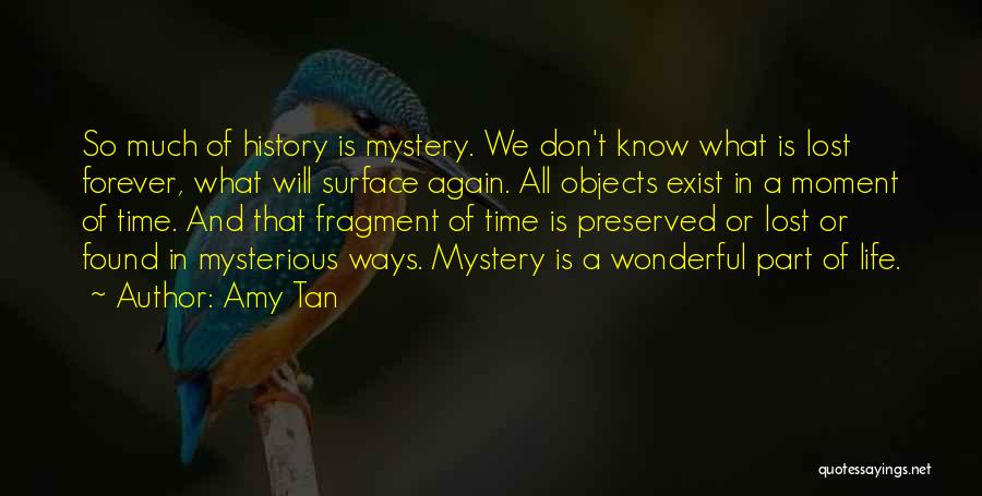 Amy Tan Quotes: So Much Of History Is Mystery. We Don't Know What Is Lost Forever, What Will Surface Again. All Objects Exist