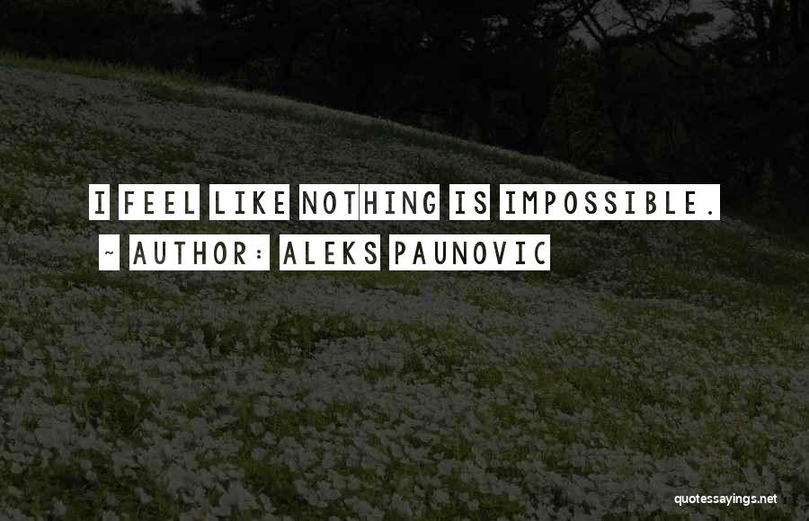 Aleks Paunovic Quotes: I Feel Like Nothing Is Impossible.