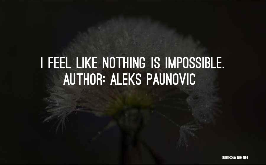 Aleks Paunovic Quotes: I Feel Like Nothing Is Impossible.