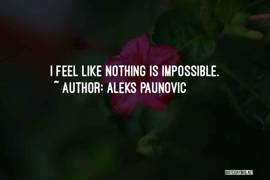 Aleks Paunovic Quotes: I Feel Like Nothing Is Impossible.