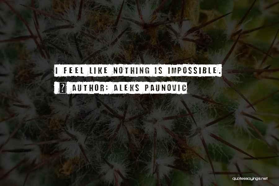 Aleks Paunovic Quotes: I Feel Like Nothing Is Impossible.