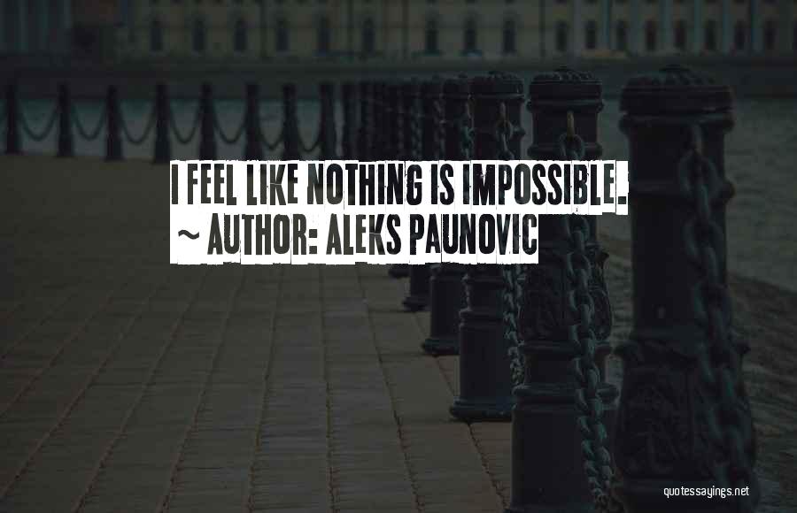 Aleks Paunovic Quotes: I Feel Like Nothing Is Impossible.