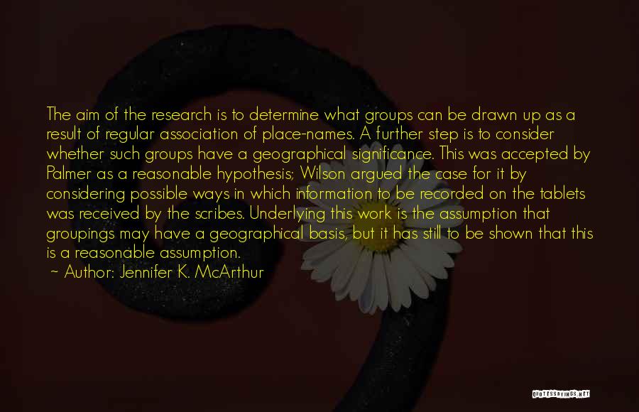 Jennifer K. McArthur Quotes: The Aim Of The Research Is To Determine What Groups Can Be Drawn Up As A Result Of Regular Association