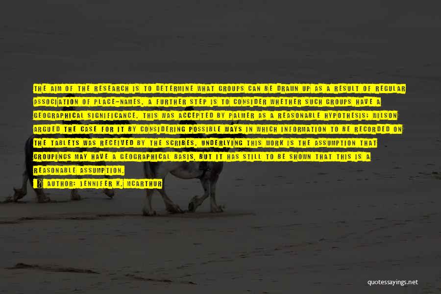 Jennifer K. McArthur Quotes: The Aim Of The Research Is To Determine What Groups Can Be Drawn Up As A Result Of Regular Association