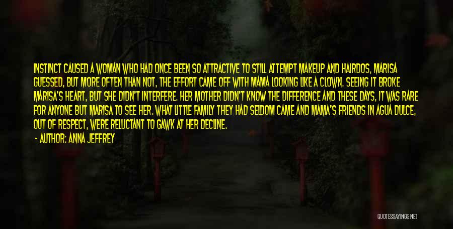 Anna Jeffrey Quotes: Instinct Caused A Woman Who Had Once Been So Attractive To Still Attempt Makeup And Hairdos, Marisa Guessed, But More