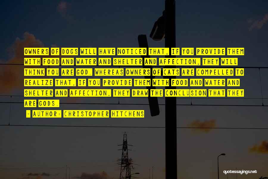 Christopher Hitchens Quotes: Owners Of Dogs Will Have Noticed That, If You Provide Them With Food And Water And Shelter And Affection, They