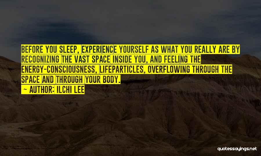 Ilchi Lee Quotes: Before You Sleep, Experience Yourself As What You Really Are By Recognizing The Vast Space Inside You, And Feeling The