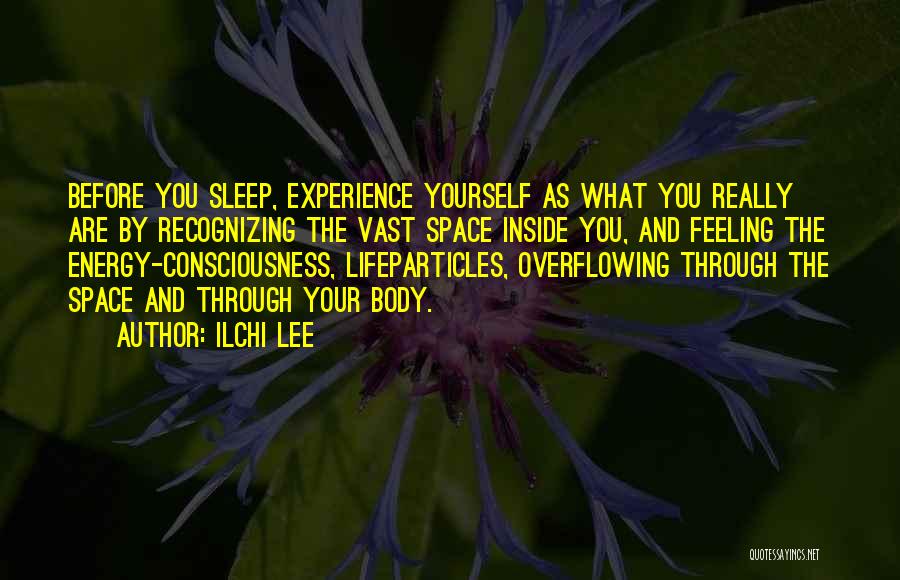 Ilchi Lee Quotes: Before You Sleep, Experience Yourself As What You Really Are By Recognizing The Vast Space Inside You, And Feeling The