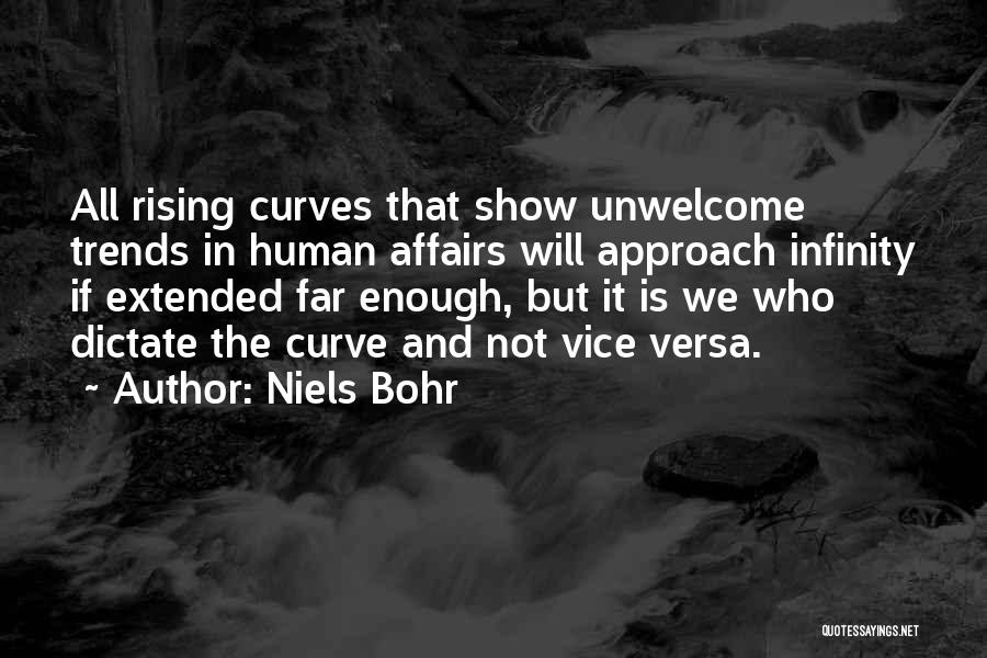 Niels Bohr Quotes: All Rising Curves That Show Unwelcome Trends In Human Affairs Will Approach Infinity If Extended Far Enough, But It Is