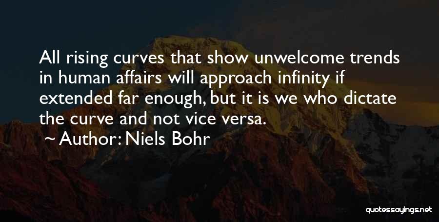 Niels Bohr Quotes: All Rising Curves That Show Unwelcome Trends In Human Affairs Will Approach Infinity If Extended Far Enough, But It Is