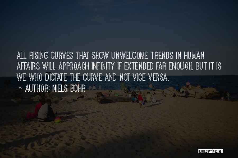 Niels Bohr Quotes: All Rising Curves That Show Unwelcome Trends In Human Affairs Will Approach Infinity If Extended Far Enough, But It Is