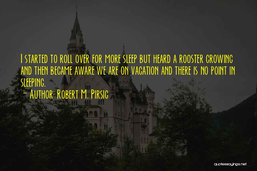 Robert M. Pirsig Quotes: I Started To Roll Over For More Sleep But Heard A Rooster Crowing And Then Became Aware We Are On