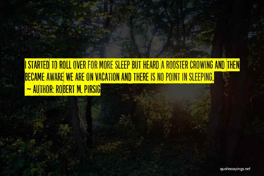 Robert M. Pirsig Quotes: I Started To Roll Over For More Sleep But Heard A Rooster Crowing And Then Became Aware We Are On