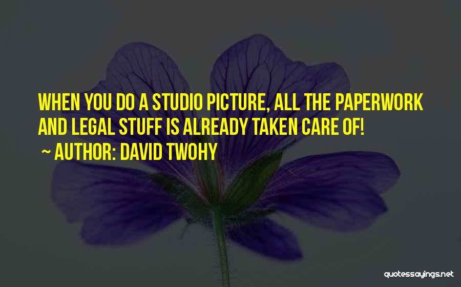 David Twohy Quotes: When You Do A Studio Picture, All The Paperwork And Legal Stuff Is Already Taken Care Of!