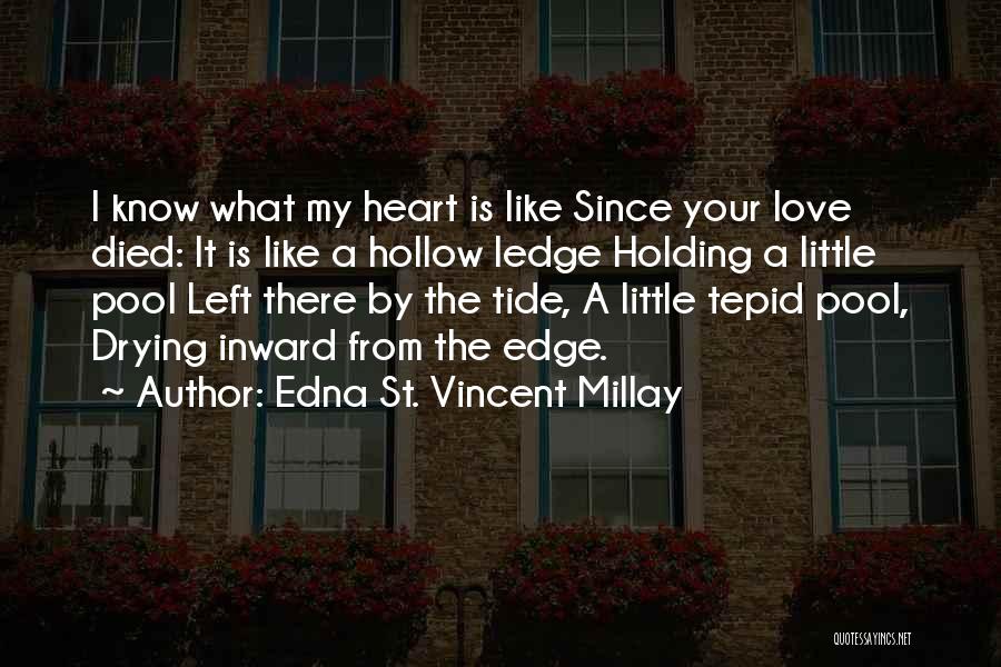 Edna St. Vincent Millay Quotes: I Know What My Heart Is Like Since Your Love Died: It Is Like A Hollow Ledge Holding A Little