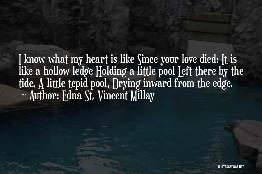 Edna St. Vincent Millay Quotes: I Know What My Heart Is Like Since Your Love Died: It Is Like A Hollow Ledge Holding A Little