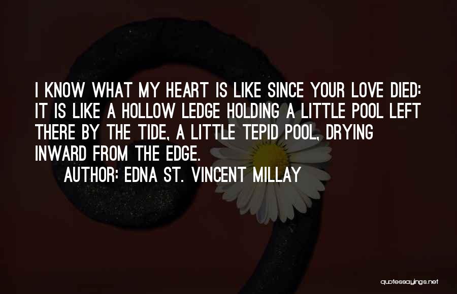 Edna St. Vincent Millay Quotes: I Know What My Heart Is Like Since Your Love Died: It Is Like A Hollow Ledge Holding A Little