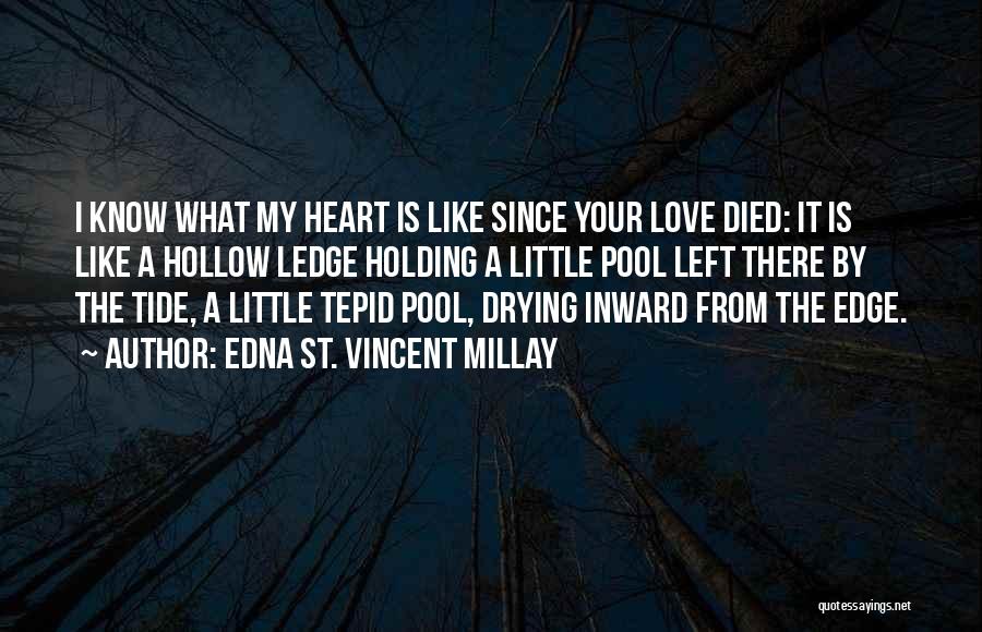 Edna St. Vincent Millay Quotes: I Know What My Heart Is Like Since Your Love Died: It Is Like A Hollow Ledge Holding A Little